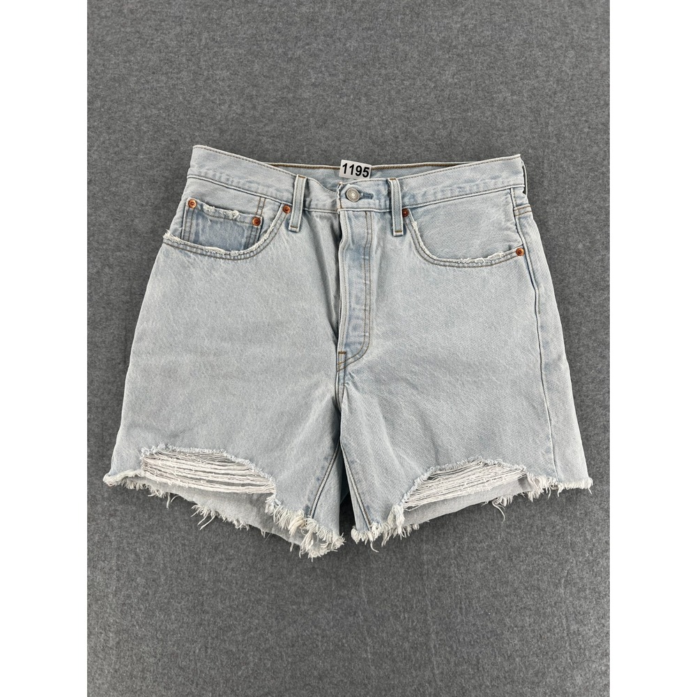 Levi's 501 Denim Shorts Women 31 Cut Off Distressed Raw Hem Light Wash